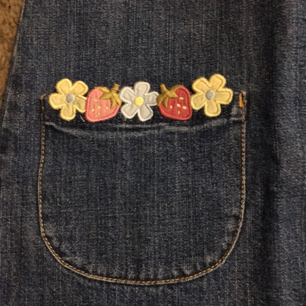Vintage Gymboree Strawberry Patch denim jean dress with pockets Sz 6 - Picture 3 of 10